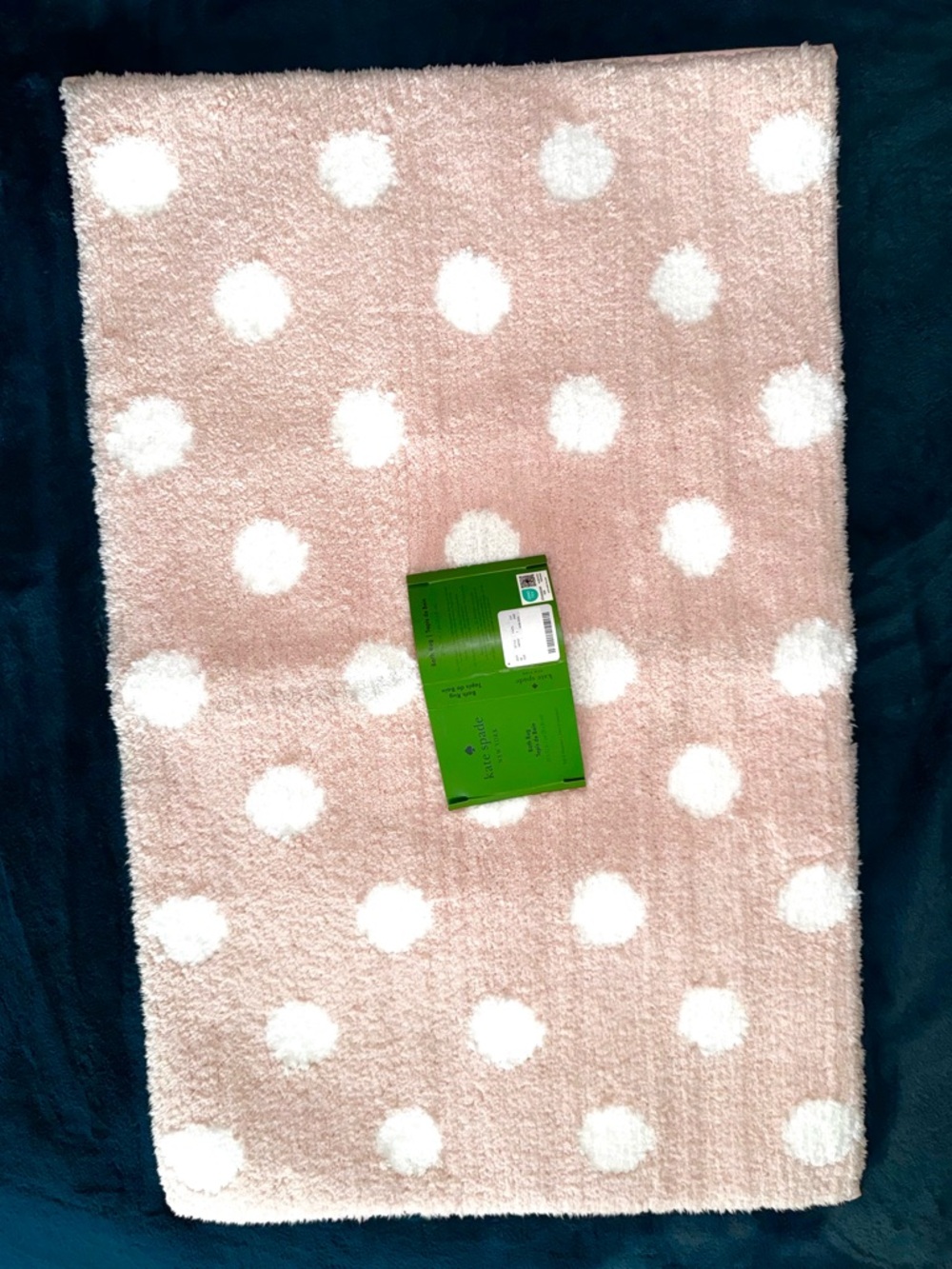 NEW! KATE SPADE Bath Rug Blush Pink w/ White Polka Dots 20”x32” New With Tag